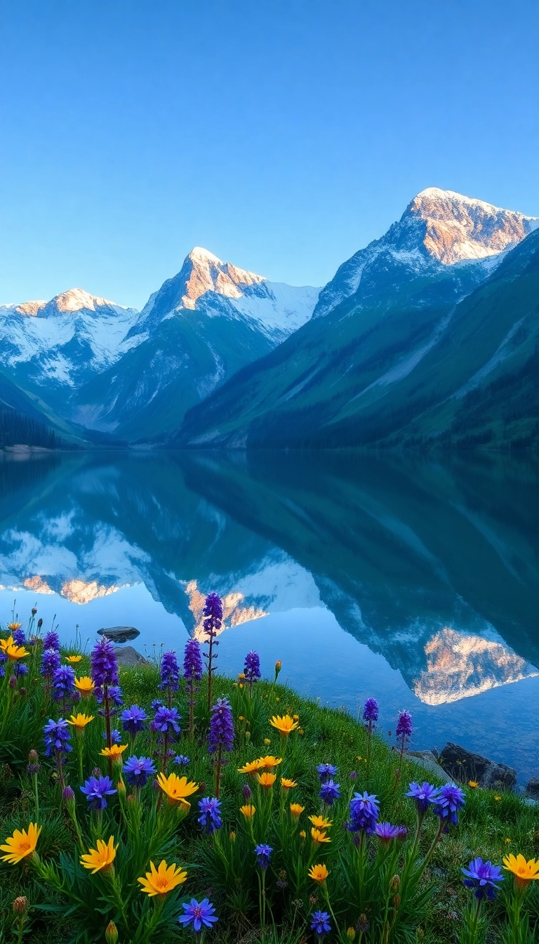 HD iPhone Spring Mountain Reflection Luxury Background Royalty-Free Stock Image